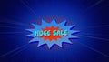 Huge saleÃÂ graphicÃÂ in blue explosion on blue background